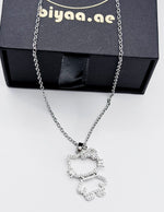 silver plated crystal kitty silhouette pendant necklace.