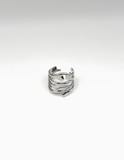 Waterproof silver molten cage adjustable ring for women Dubai.