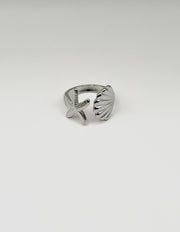 Waterproof silver ocean marine motif adjustable wrap ring for women Dubai.