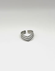 Waterproof silver stacked dotted ring adjustable for women Dubai.