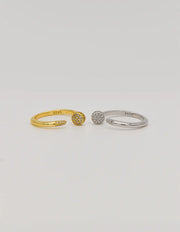 Gold and silver sparkle promise rings set side by side