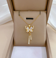 Aria Crystal Butterfly Tassel Pendant | 18K Gold Plated | Waterproof