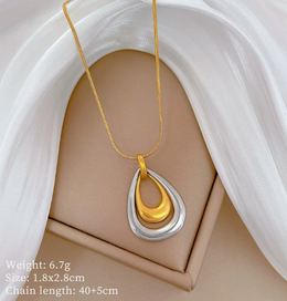 Continuum Two-Tone Teardrop Pendant | 18K Gold & Silver Mixed Metal | Waterproof