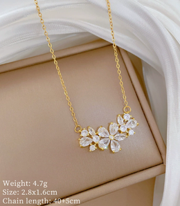 Lumière Floral Crystal Cluster Necklace | 18K Gold Plated | Waterproof