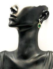 Best fashion jewelry in UAE emerald-cut clear crystal earrings for women.