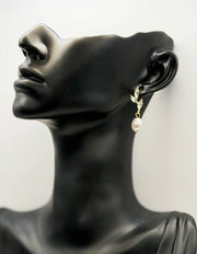 Biya Accessoires artificial jewellery online dubai marquise crystal vine and pearl drop earrings.