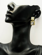 Biya Accessoires artificial jewellery online dubai cushion-cut crystal halo drop earrings.