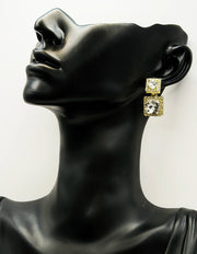 Biya Accessoires artificial jewellery online dubai cushion-cut crystal halo drop earrings.