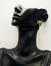 Biya Accessoires artificial jewellery online dubai crystal bow tassel drip earrings.