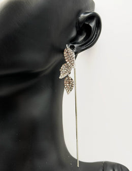 Best imitation jewellery brands in uae silver chain drop earrings with crystal foliage.