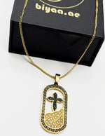 Waterproof non-tarnish artificial gold jewelry featuring a gothic cross pendant in Dubai.
