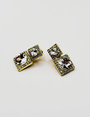Best imitation jewellery brands in uae gold geometric dangles with pavé crystal halos.