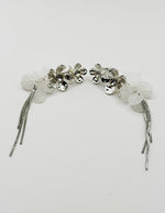 Close up of imitation jewelry uae statement drops featuring textured blooms and white petals.