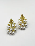 Biya Accessoires artificial jewellery online dubai gilded pearl grape cluster earrings.