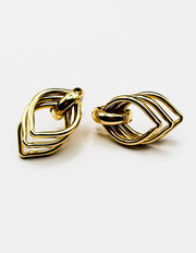 Biya Accessoires artificial jewellery online dubai gold interlocking teardrop hoop earrings.
