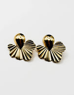 Biya Accessoires artificial jewellery online dubai golden ginkgo fan statement studs.