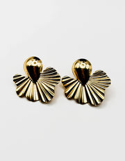 Biya Accessoires artificial jewellery online dubai golden ginkgo fan statement studs.