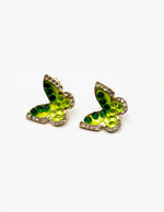Biya Accessoires artificial jewellery online dubai green crystal butterfly studs.