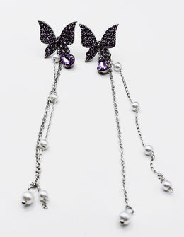 Best imitation jewellery brands in uae silver chain drop earrings with amethyst butterflies.