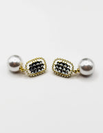 Biya Accessoires artificial jewellery online dubai regal crystal and pearl drop earrings.