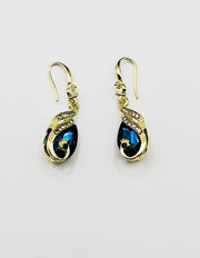 Biya Accessoires artificial jewellery online dubai sapphire blue peacock crystal drop earrings.