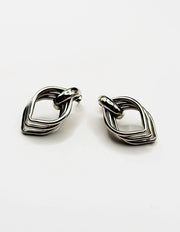 Biya Accessoires artificial jewellery online dubai silver interlocking teardrop hoop earrings.