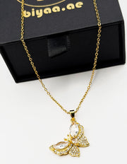 Everyday luxury fashion jewelry butterfly necklace with durable PVD gold coating.
