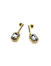 Best fashion jewelry in UAE emerald-cut clear crystal earrings for women.