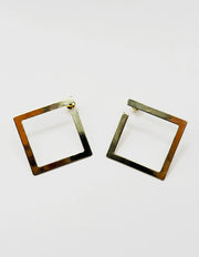Biya Accessoires matte gold geometric square hoop earrings.