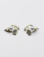 Biya Accessoires pearl drop earrings uae crystal tulip design.