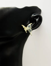 Best fashion jewelry in UAE cream and gold butterfly earrings for women.