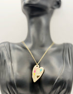 Biya Accessoires 18K gold plated abstract marble heart necklace with colorful enamel.