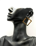 Close-up of premium hypoallergenic imitation jewelry featuring a modern square design.