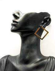 Close-up of premium hypoallergenic imitation jewelry featuring a modern square design.
