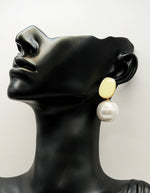 Biya Accessoires artificial jewellery online dubai cream enamel and pearl drop earrings.