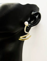 Best imitation jewellery brands in uae gold ear crawler earrings with crystals and pearls.