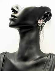 Biya Accessoires artificial jewellery online dubai blush pink heart crystal silver chain earrings.
