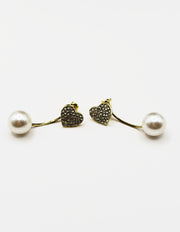 Biya Accessoires artificial jewellery online dubai crystal heart and pearl drop earrings.