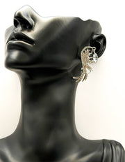 Best imitation jewellery brands in uae silver ear cuffs with clear rhinestones and teardrop dangles.