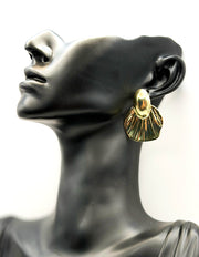 Biya Accessoires artificial jewellery online dubai gilded gold shell statement studs.
