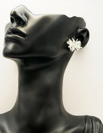 Everyday luxury fashion jewelry silver tone celestial studs by Biya Accessoires Dubai.