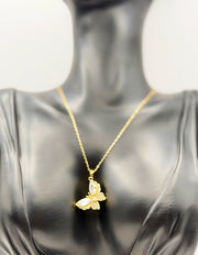 Close up of premium pavé crystal butterfly necklace by Biya Accessoires Dubai.