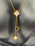 Designer inspired gold four leaf clover layering necklace UAE.