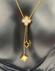 Designer inspired gold four leaf clover layering necklace UAE.