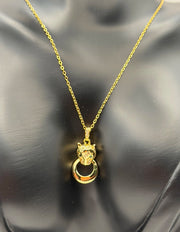 Designer inspired gold leopard necklace with green stones UAE.