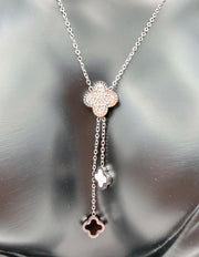 Hypoallergenic non-tarnish crystal clover drop necklace Dubai.
