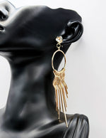 Elegant metallic fringe statement earrings for women.
