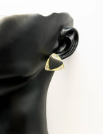Everyday luxury fashion jewelry gold tone geometric studs by Biya Accessoires Dubai.