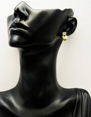 Elegant cubic zirconia and gold heart drop earrings for women.