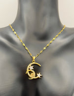 Everyday luxury fashion jewelry moon necklace with durable PVD gold coating UAE.